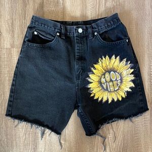 Vintage Riders Black Denim Jean Shorts High Rise Mom 80s 90s Patch Hippie Y2K